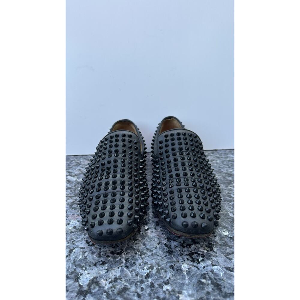 Christian Louboutin Loafers Mens Rollerboy Spikes Flat Velours Black Size 41.5 - Picture 13 of 16